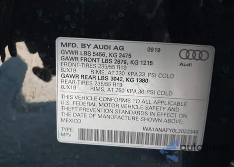 2020 Audi Q5 Premium 45 Tfsi Quattro S Tronic z USA, uszkodzony, nr VIN WA1ANAFY0L2022348